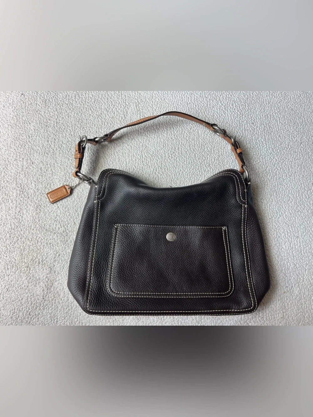COACH CHELSEA HOBO SHOULDER BAG BROWN PEBBLED LEATHER